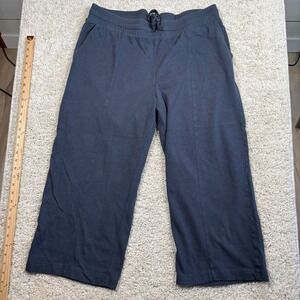 Terra & Sky Womens 1X 16W-18W Gray Crop Pants Drawstring Wide Leg Terry Cloth